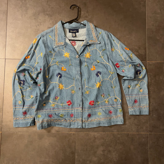 Embroidered Denim Button up